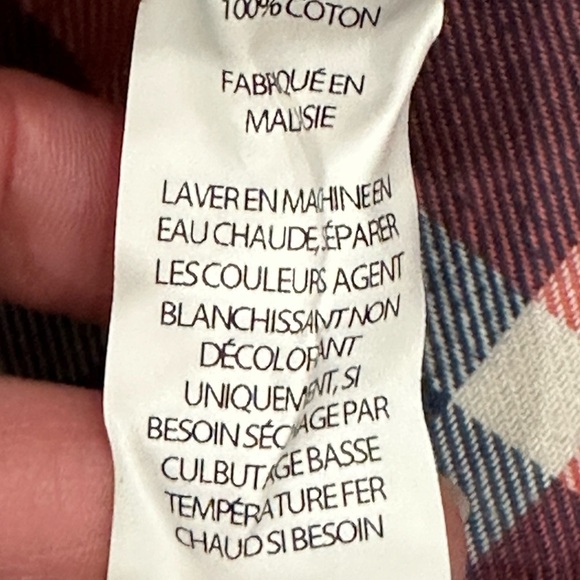 Men's L.L. Bean Large Tall Button Front Shirt Plaid Red Blue Long Sleeve Casual - Picture 6 of 11